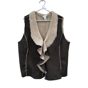 Kim Rogers Faux Suede Sherpa Lined Vest size 1X